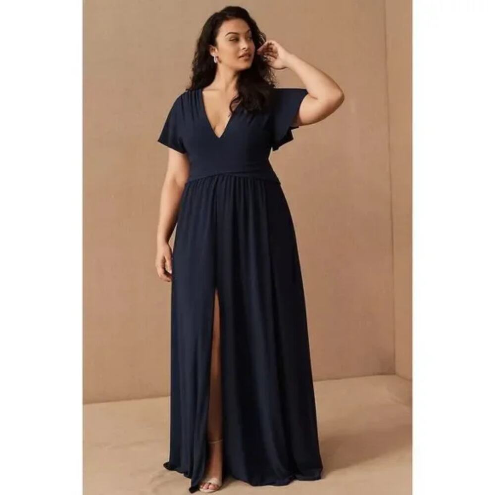 Anthropologie BHLDN Mendoza Flutter Sleeve Maxi Dress - Black - 16